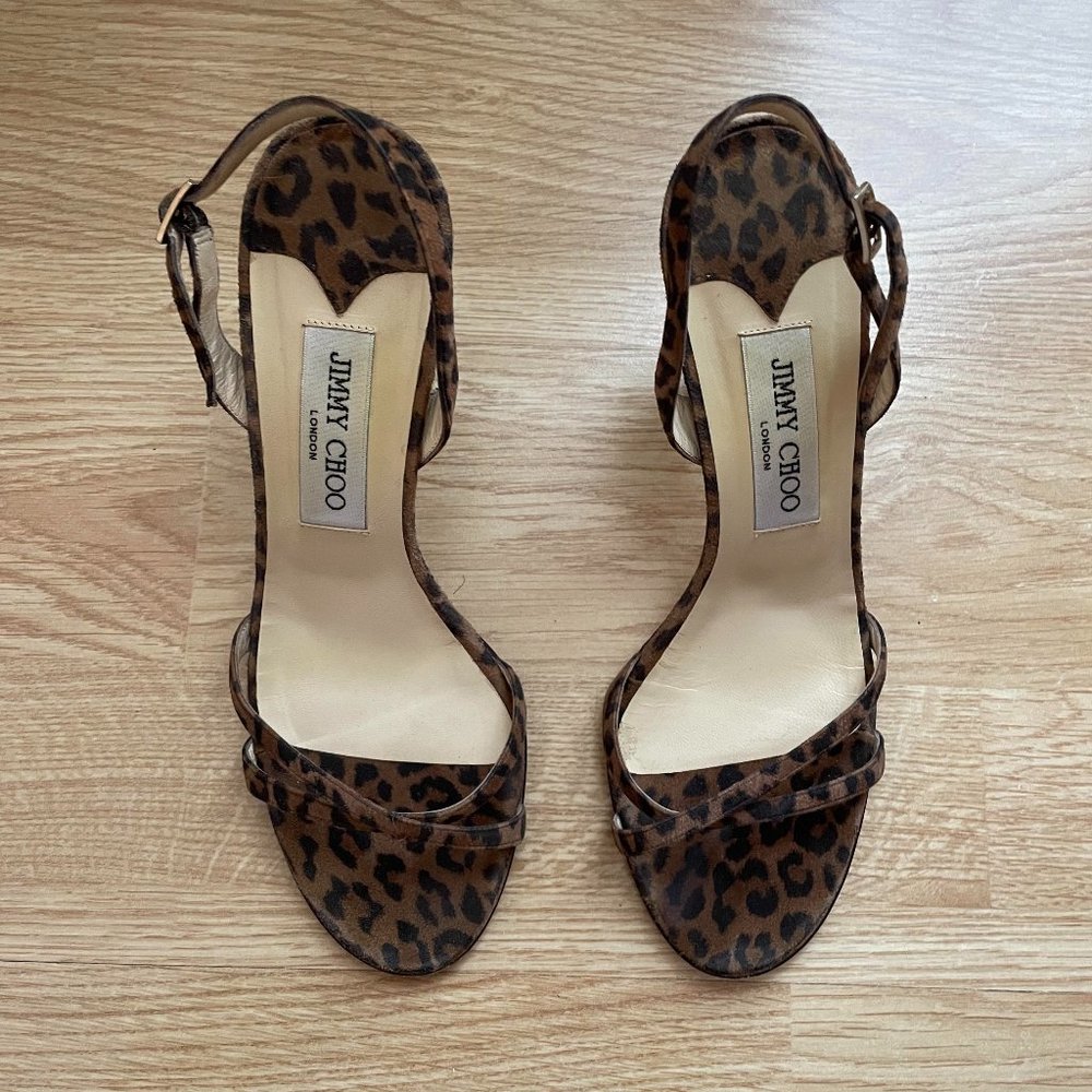 Jimmy choo leopard strappy sandals